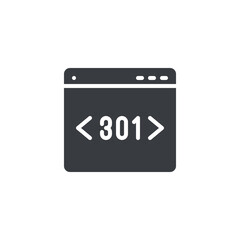 A browser window with 301 vector icon