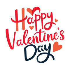 Happy valentine day typography illustration on white background, 