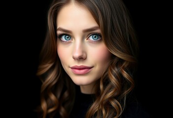 Fototapeta premium Female portrait on black background
