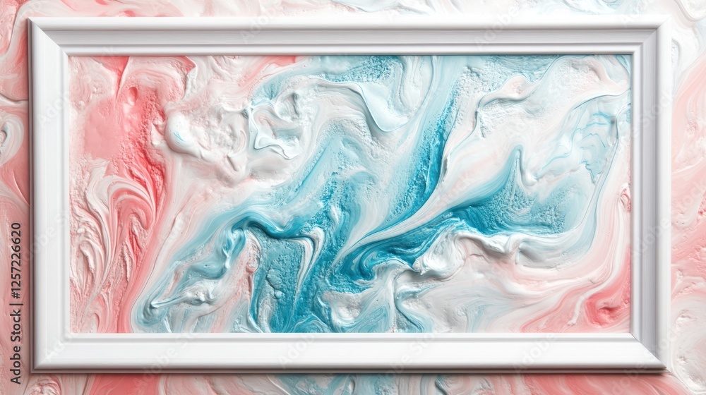Aufkleber abstract painting with a textured surface in a white frame