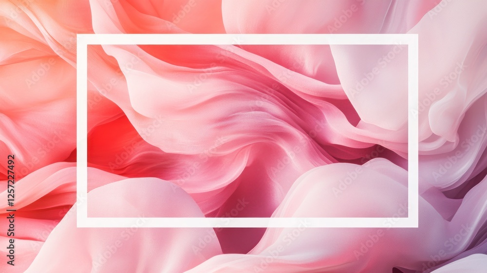 Poster Abstract flowing fabric in soft pinks and peach hues