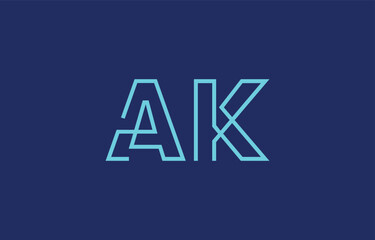 Illustration of creative typography featuring stylized letters A and K with a minimal blue color theme, suitable for branding and graphic design inspiration.