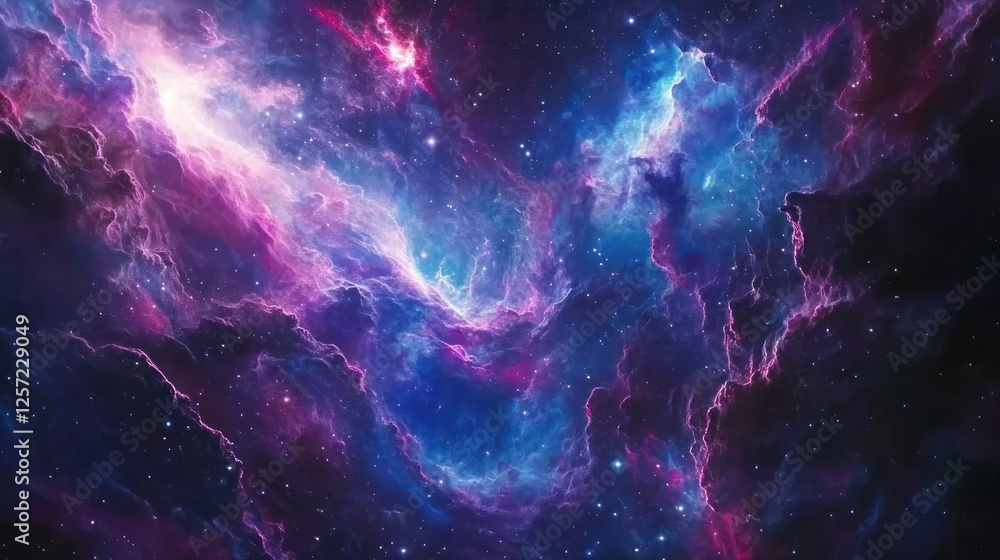 Poster a vibrant and colorful nebula shines brightly in outer space