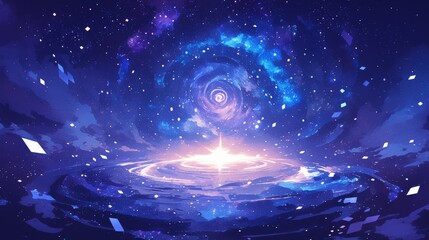 Fototapeta premium Abstract cosmic spiral vortex background. Featuring cosmic spiral vortex with vivid colors. Emphasizing depth and dynamic whirlpool. Ideal for space and artistic themes.