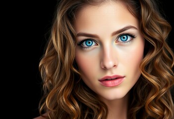 Fototapeta premium Photorealistic female portrait on black background