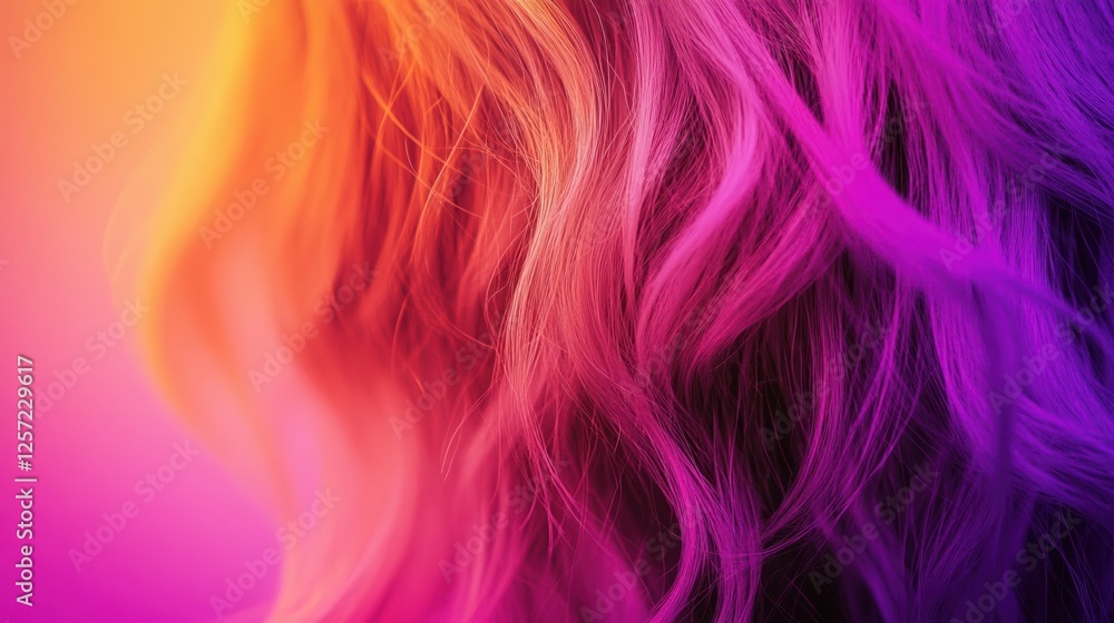 Poster vibrant colored strands of flowing hair creating an abstract design