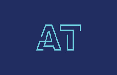 Illustration of creative typography featuring stylized letters A and T with a minimal blue color theme, suitable for branding and graphic design inspiration.
