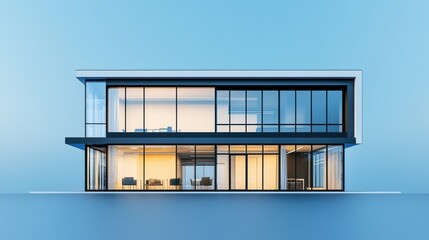 Modern minimalist architecture with clean lines and expansive glass facade