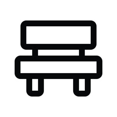 Illustration vector graphic icon of Bench. Outline Style Icon. Furniture Themed Icon. Vector illustration isolated on white background. Perfect for website or application design.
