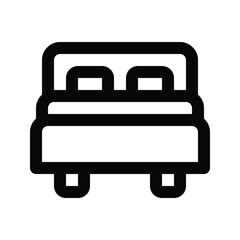 Illustration vector graphic icon of Bed. Outline Style Icon. Furniture Themed Icon. Vector illustration isolated on white background. Perfect for website or application design.