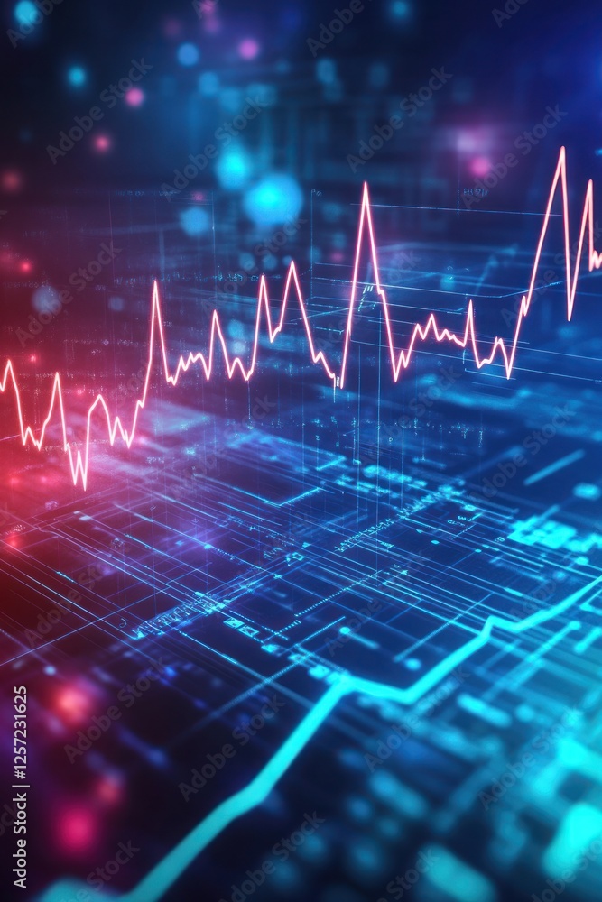 Poster abstract digital data visualization with vibrant colors