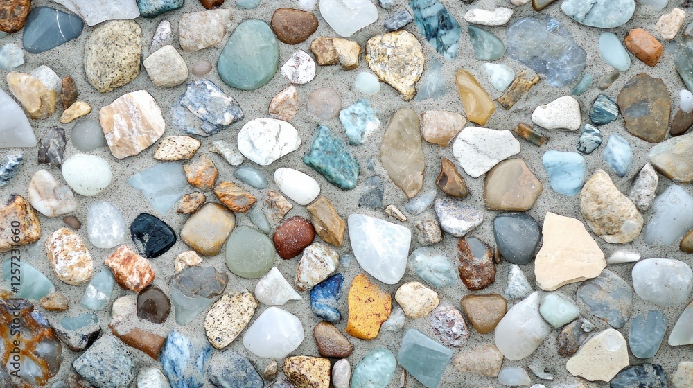 Poster Assorted smooth stones of different colors and shapes set together