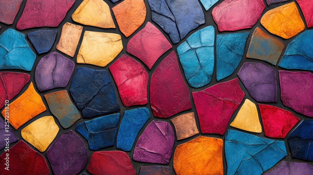 Poster colorful stone mosaic pattern with various sizes and shapes