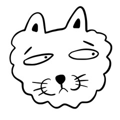 Cat, Kitten, Party, Funny, Cute, Doodle, Cartoon, Sketch, Blackwork, Lineart, Whimsical, Minimal, Hat, Silly, Comic, Quirky, Illustration, Ink, Monochrome, Hand-drawn, Feline, Character, Artistic, Pla
