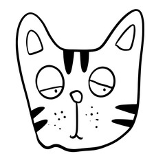 Cat, Kitten, Party, Funny, Cute, Doodle, Cartoon, Sketch, Blackwork, Lineart, Whimsical, Minimal, Hat, Silly, Comic, Quirky, Illustration, Ink, Monochrome, Hand-drawn, Feline, Character, Artistic, Pla