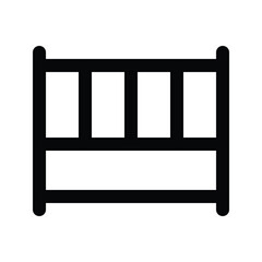 Illustration vector graphic icon of Crib. Outline Style Icon. Furniture Themed Icon. Vector illustration isolated on white background. Perfect for website or application design.