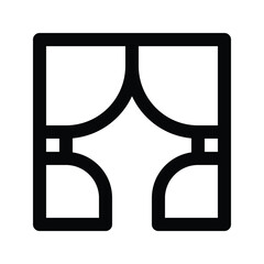 Illustration vector graphic icon of Curtain. Outline Style Icon. Furniture Themed Icon. Vector illustration isolated on white background. Perfect for website or application design.