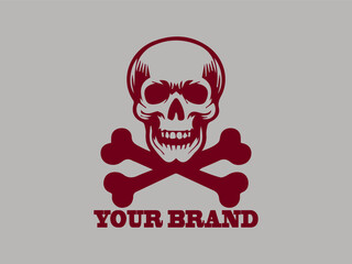 Logo skull vector illustration , crossed bones vector illustration design , logo background skull clipart illustration design and tattoo design