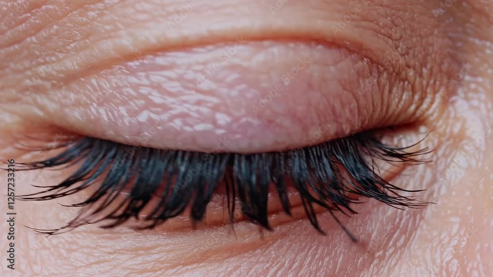 Poster close-up video of a human eye, capturing intricate iris details and reflections. the macro angle emp
