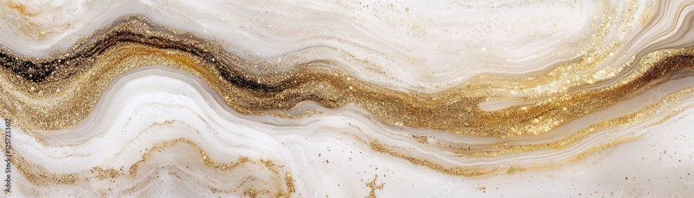 Aufkleber luxurious abstract swirls of gold and white create a marble effect