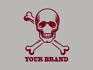 Logo skull vector illustration , crossed bones vector illustration design , logo background skull clipart illustration design and tattoo design