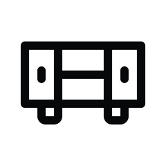 Illustration vector graphic icon of Television Stand. Outline Style Icon. Furniture Themed Icon. Vector illustration isolated on white background. Perfect for website or application design.