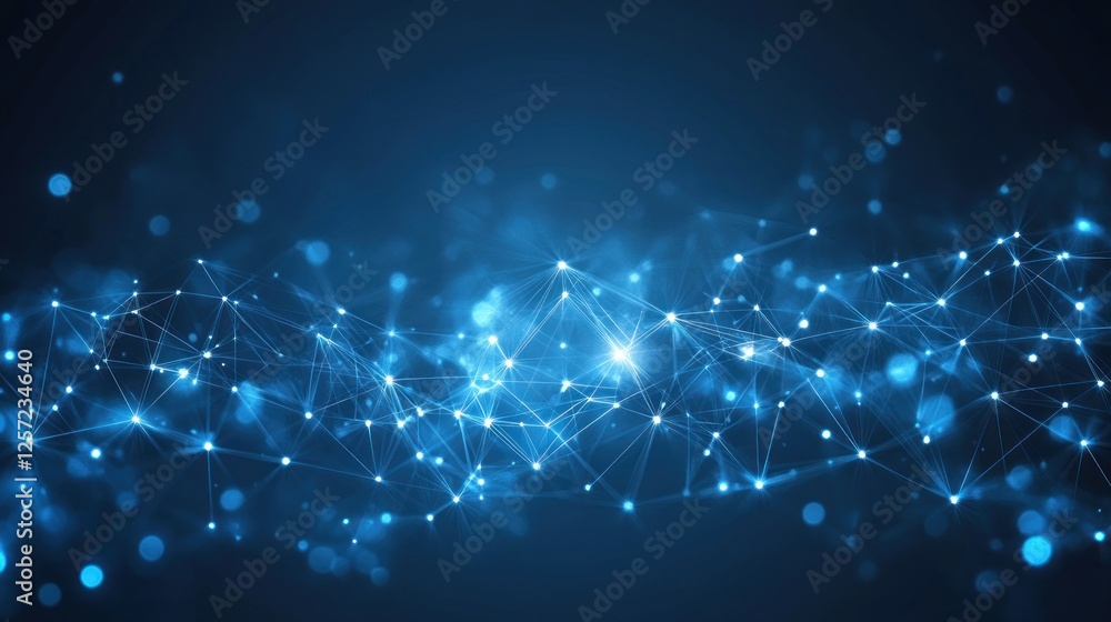 Poster blue glowing network connections form an abstract technology background