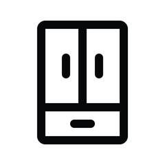 Illustration vector graphic icon of Wardrobe. Outline Style Icon. Furniture Themed Icon. Vector illustration isolated on white background. Perfect for website or application design.