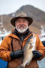 Fisherman With Catch In Arctic