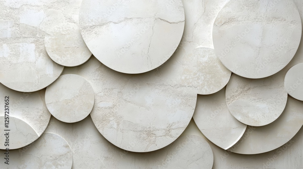 Poster overlapping marble circles create a modern and textured composition