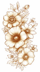 Brown floral bouquet, design element