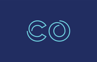 Fototapeta premium Illustration of creative typography featuring stylized letters C and O with a minimal blue color theme, suitable for branding and graphic design inspiration.