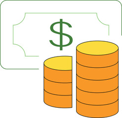 Coins line icon. Donation coins, Give tips icons. Piggy bank, Business income, Money savings, give coin, cash tips. Investment profit, financial growth chart