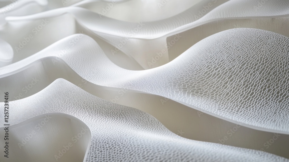 Poster abstract flowing white fabric or material with delicate texture