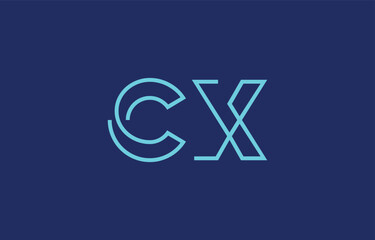 Illustration of creative typography featuring stylized letters C and X with a minimal blue color theme, suitable for branding and graphic design inspiration.