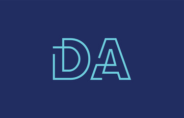 Illustration of creative typography featuring stylized letters D and A with a minimal blue color theme, suitable for branding and graphic design inspiration.