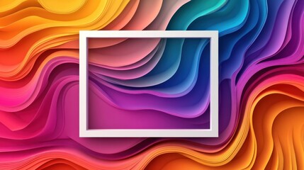 Abstract colorful layered paper with white frame background