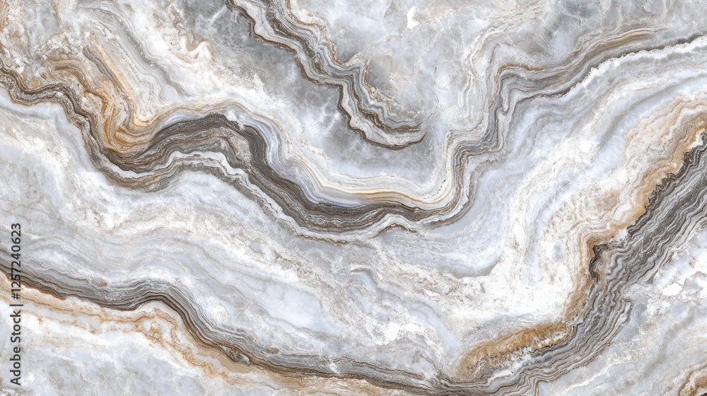 Poster natural stone texture with wavy patterns in gray and brown