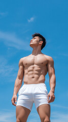 Athletic Asian Male Model Showcasing Elegance