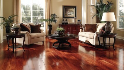 Luxury Hardwood Flooring Transforms Living Room Design with Elegant Furniture and Decor