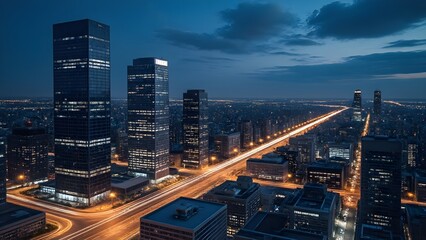 Fototapeta premium The Bright Lights of the Urban Nightscape