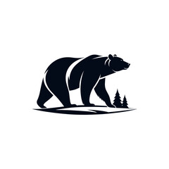 bear silhouette logo vector line art logo design