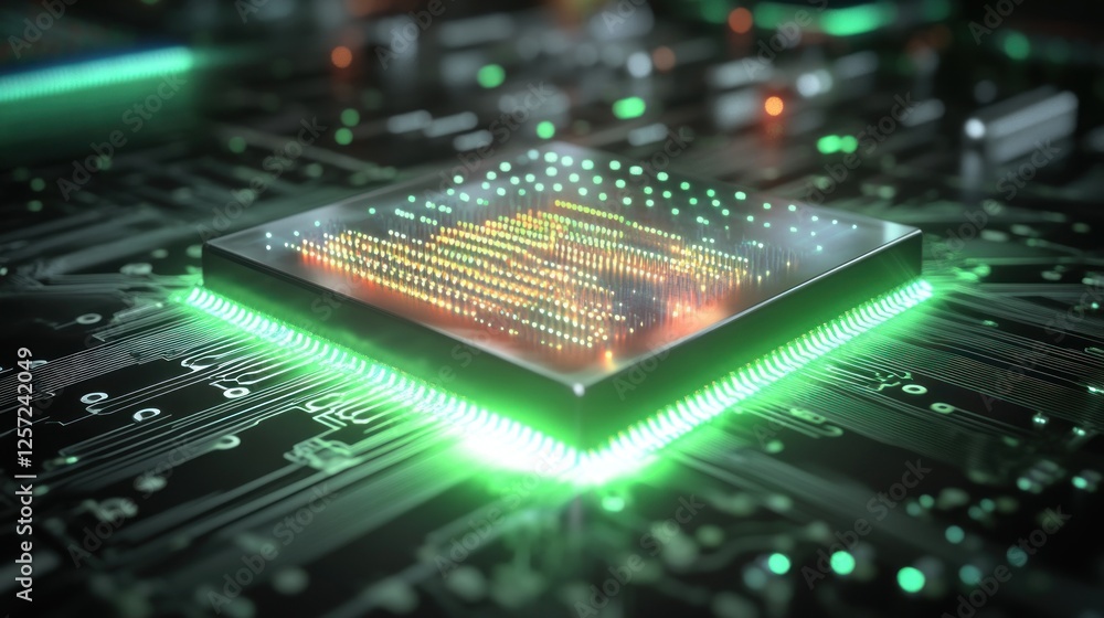 Poster Close up of computer processor on a circuit board