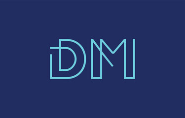 Illustration of creative typography featuring stylized letters D and M with a minimal blue color theme, suitable for branding and graphic design inspiration.