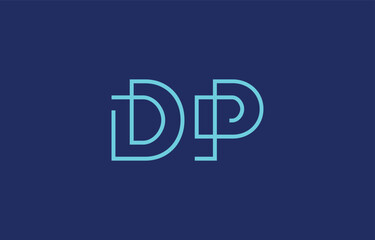 Illustration of creative typography featuring stylized letters D and P with a minimal blue color theme, suitable for branding and graphic design inspiration.