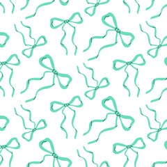 Elegant mint green bows pattern on a white background perfect for various design projects