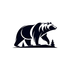 bear silhouette logo vector line art logo design