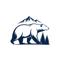 bear silhouette logo vector line art logo design