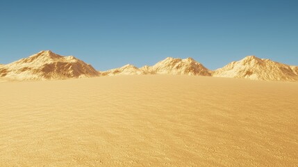 Fototapeta premium Empty desert landscape with mountains under a clear sky. Possible use Stock photo