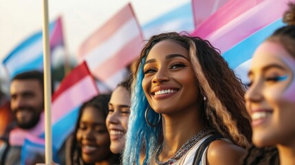 Diverse Group Celebrating Together with Joyful Faces and Flags